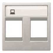 Накладка для 2-х суппортов/разъёмов типа 2017... и/или 2018..., 2-модульная, серия Zenit, цвет сереб