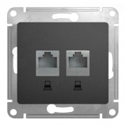Розетка двойная компьютерная RJ45+RJ45 кат5E механизм SE Glossa, графит