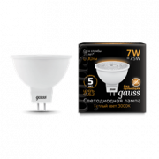 Лампа Gauss MR16 7W 600lm 3000K GU5.3 LED 1/10/100