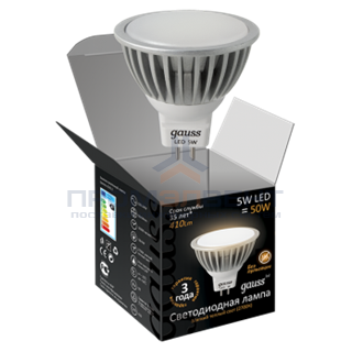 Лампа Gauss LED Elementary MR16 GU5.3 5.5W 2700К 1/10/100