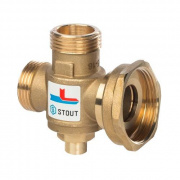 Клапан термостатический смесительный STOUT -  1" x 1"1/2 x 1" (НР/НГ/НР, преднастройка на 70°C)