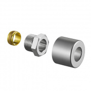 Набор присоединительный со стяжным кольцом Oventrop E - 1/2" для медной трубы D15 мм (матовая сталь)