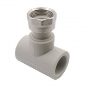 Тройник с переходом на накидную гайку и отверстием для пломбы FV-Plast - 20 x 3/4" (цвет серый)