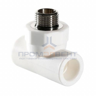 Тройник с переходом на наружную резьбу VALTEC VTp.733 - 20 x 3/4" (для полипропилен.труб, белый)