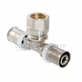 Тройник с переходом на обжимное соединение VALTEC VTm.233.I - 20 x 15 x 20 (прессовой, для м/п труб)