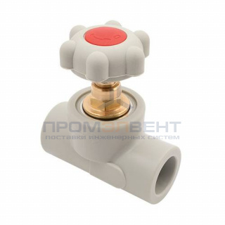 Кран вентильный FV-Plast - 20 (для полипропиленовых труб под пайку, цвет серый, ручка барашек)