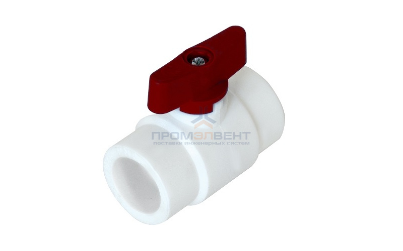 Кран шаровой мини KALDE - 25 (для полипропиленовых труб под пайку, ручка-бабочка красная)