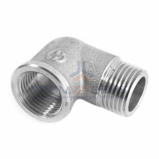 Отвод 90° латунный резьбовой равнопроходный STOUT (НР/ВР) - 3/4" (никелированный)