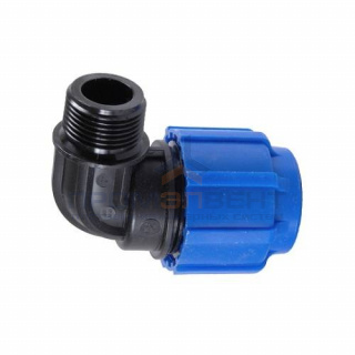 Переход на наружную резьбу угловой Политэк - 50 x 1"1/2 (винтовой, для труб ПНД)