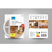 10-66 Комплект светодиодной ленты 12В с аксессуарами (блок, коннектор), 4.8Вт/м, smd 3528, 60 д/м, IP20, 3000К, 1 м, теплый белый