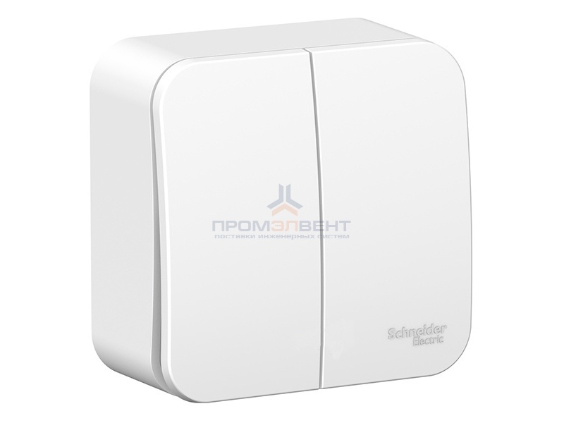 Выключатель 2-клавишный (cх.5) Blanca Schneider Electric 10А 250В белый монтажная пластина