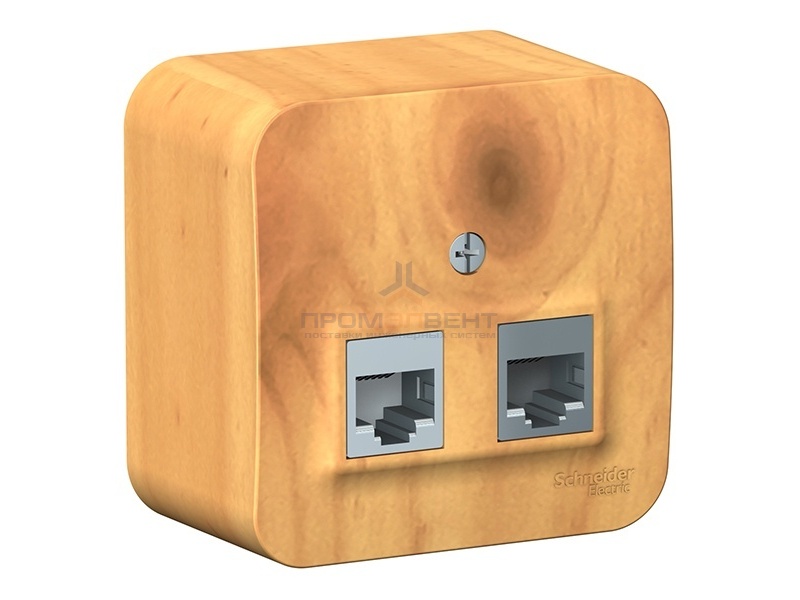 Розетка двойная RJ45 + RJ11 Blanca Schneider Electric ясень изол.пластина