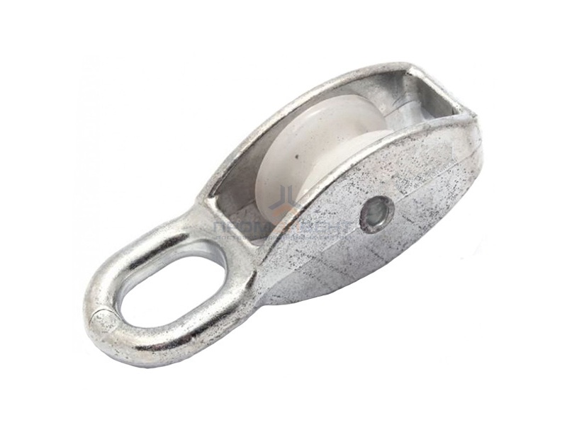 Блок для троса одинарный 25мм нейлоновый шкив (трос 7мм) оцинкованный
