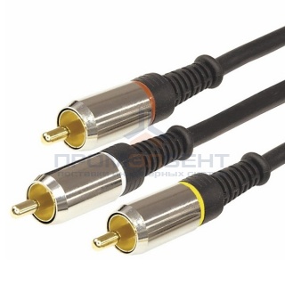 Шнур 3RCA Plug-3RCA Plug 5М GOLD-металл