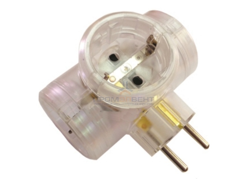 Разветвитель (тройник) Legrand 16А на 3 розетки с заземлением прозрачный