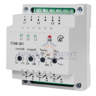 Универсальный автоматический электронный переключатель фаз ПЭФ-301 16А на DIN-рейку