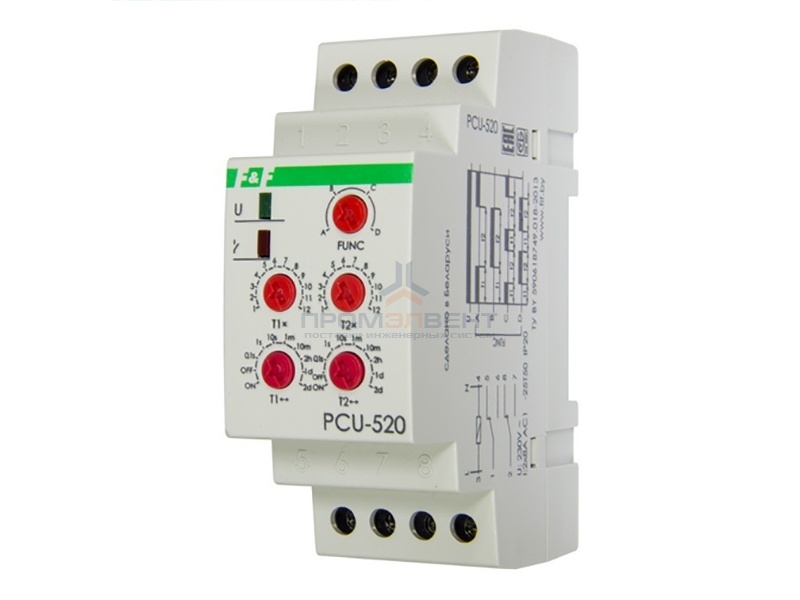 Реле времени многофункциональное PCU-520 0.1с - 24дн., 2Х8А, 2NO/NC